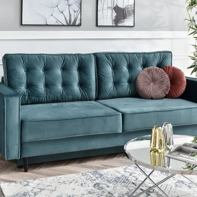 Schlafsofa LUZOLO – Türkis/Schwarz