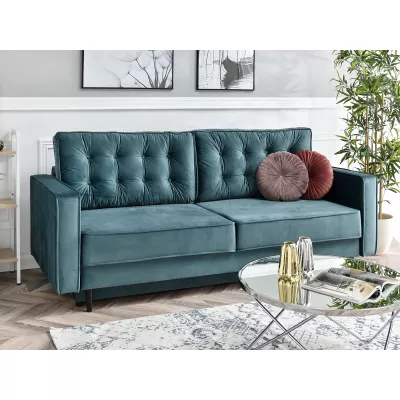 Schlafsofa LUZOLO – Türkis/Schwarz