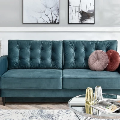 Schlafsofa LUZOLO – Türkis/Schwarz