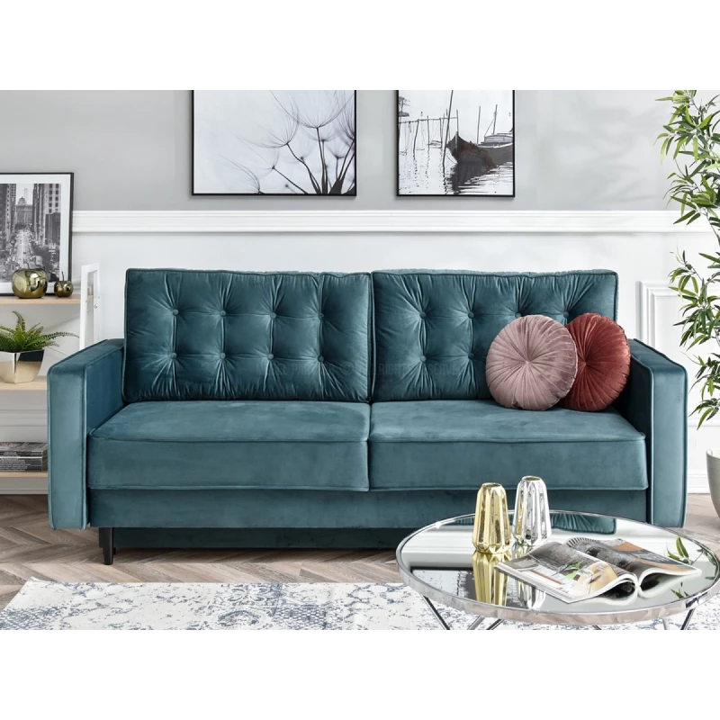 Schlafsofa LUZOLO – Türkis/Schwarz