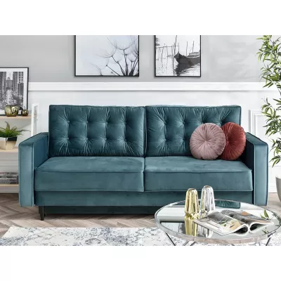Schlafsofa LUZOLO – Türkis/Schwarz