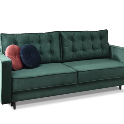 Schlafsofa LUZOLO – Dunkelgrün/Walnuss
