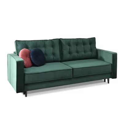 Schlafsofa LUZOLO – Dunkelgrün/Walnuss