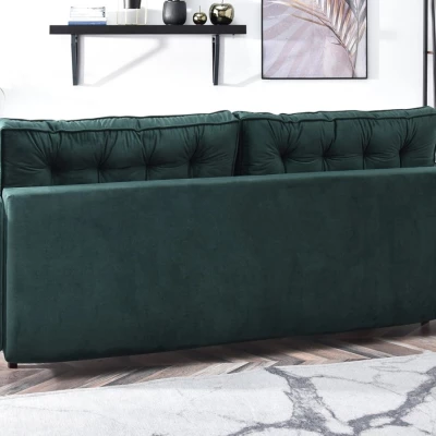 Schlafsofa LUZOLO – Dunkelgrün/Walnuss