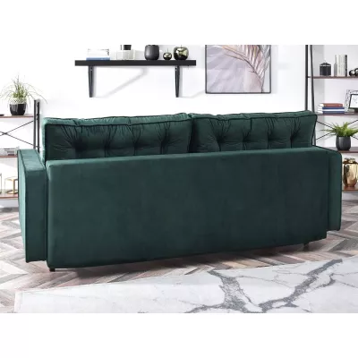 Schlafsofa LUZOLO – Dunkelgrün/Walnuss