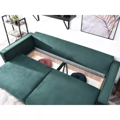 Schlafsofa LUZOLO – Dunkelgrün/Walnuss