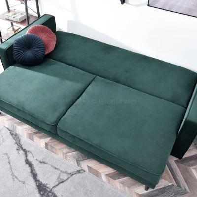 Schlafsofa LUZOLO – Dunkelgrün/Walnuss
