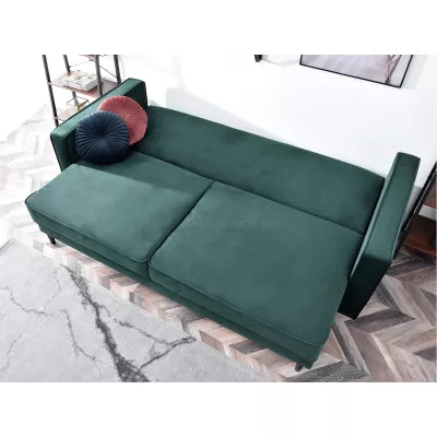 Schlafsofa LUZOLO – Dunkelgrün/Walnuss