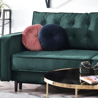 Schlafsofa LUZOLO – Dunkelgrün/Walnuss