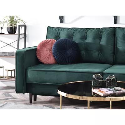 Schlafsofa LUZOLO – Dunkelgrün/Walnuss