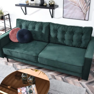 Schlafsofa LUZOLO – Dunkelgrün/Walnuss