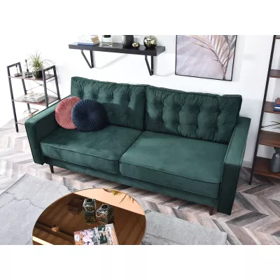 Schlafsofa LUZOLO – Dunkelgrün/Walnuss