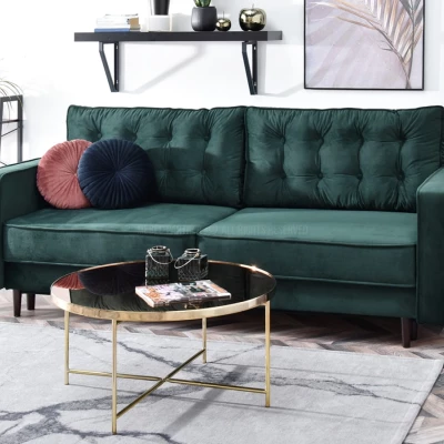 Schlafsofa LUZOLO – Dunkelgrün/Walnuss