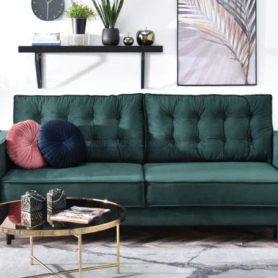 Schlafsofa LUZOLO – Dunkelgrün/Walnuss