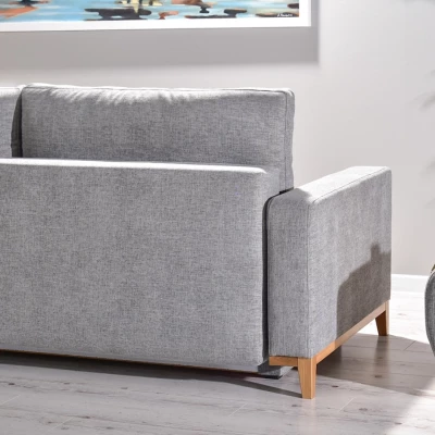 Schlafsofa mit Hocker DALENA – Hellgrau/Eiche