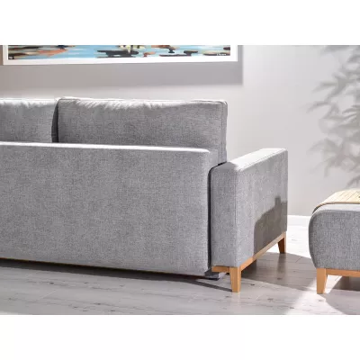 Schlafsofa mit Hocker DALENA – Hellgrau/Eiche