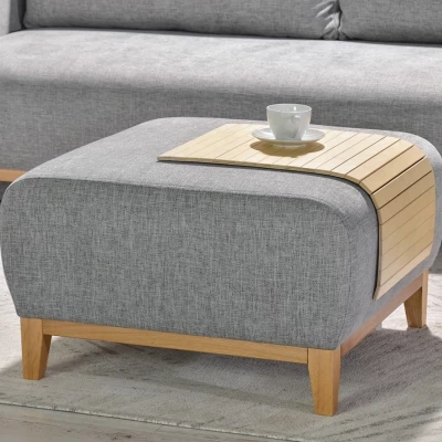 Schlafsofa mit Hocker DALENA – Hellgrau/Eiche