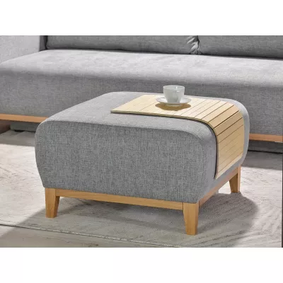 Schlafsofa mit Hocker DALENA – Hellgrau/Eiche