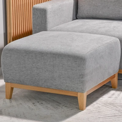 Schlafsofa mit Hocker DALENA – Hellgrau/Eiche