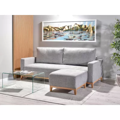 Schlafsofa mit Hocker DALENA – Hellgrau/Eiche