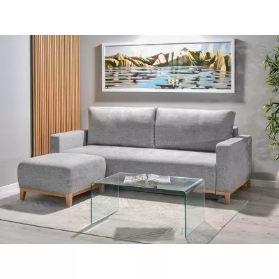 Schlafsofa mit Hocker DALENA – Hellgrau/Eiche