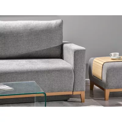 Schlafsofa mit Hocker DALENA – Hellgrau/Eiche