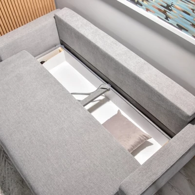 Schlafsofa mit Hocker DALENA – Hellgrau/Eiche