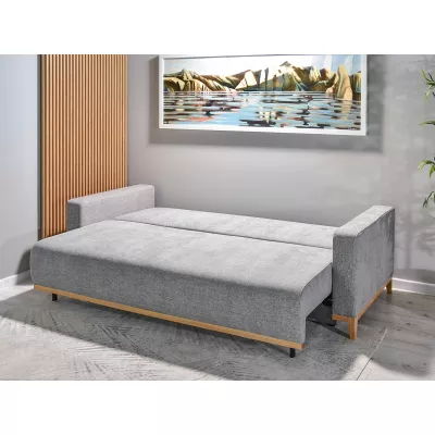 Schlafsofa mit Hocker DALENA – Hellgrau/Eiche