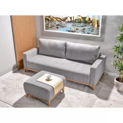 Schlafsofa mit Hocker DALENA – Hellgrau/Eiche