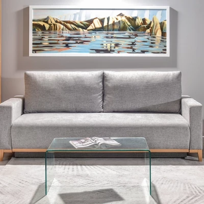 Schlafsofa mit Hocker DALENA – Hellgrau/Eiche