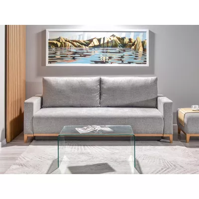 Schlafsofa mit Hocker DALENA – Hellgrau/Eiche