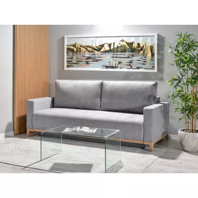 Schlafsofa mit Hocker DALENA – Hellgrau/Eiche