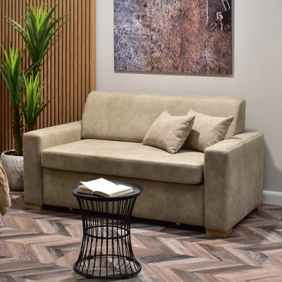 Sofa mit Stauraum CLARISA - beige / Buche