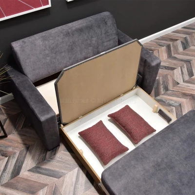 Sofa mit Stauraum CLARISA – Graphit/Buche