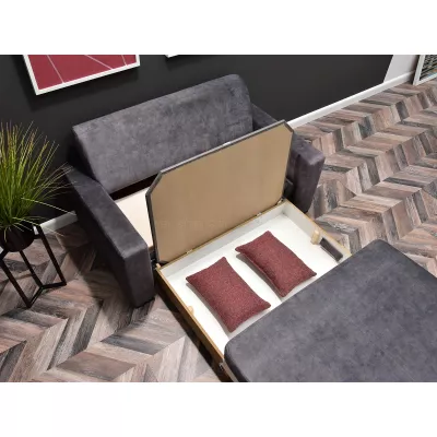Sofa mit Stauraum CLARISA – Graphit/Buche
