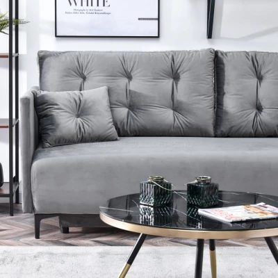 Sofa mit Stauraum NORGE - grau/schwarz
