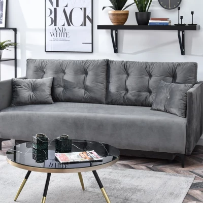 Sofa mit Stauraum NORGE - grau/schwarz