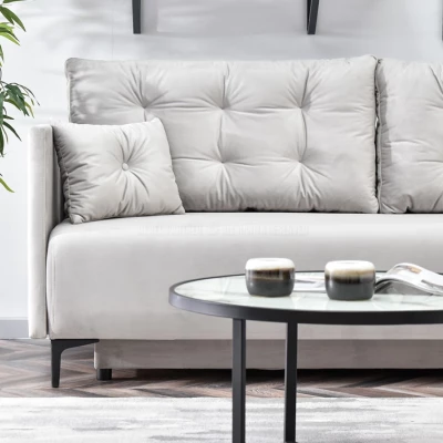 Sofa mit Stauraum NORGE - hellgrau / schwarz