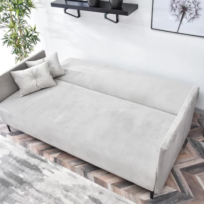 Sofa mit Stauraum NORGE - hellgrau / schwarz