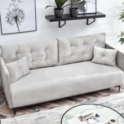 Sofa mit Stauraum NORGE - hellgrau / schwarz