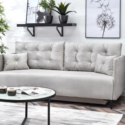 Sofa mit Stauraum NORGE - hellgrau / schwarz