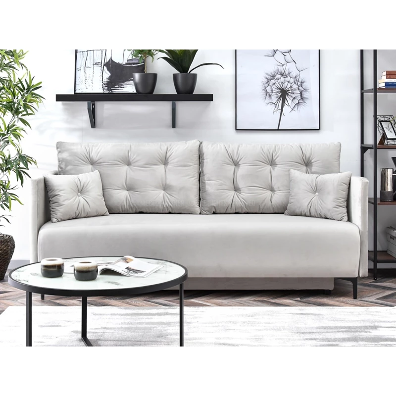 Sofa mit Stauraum NORGE - hellgrau / schwarz
