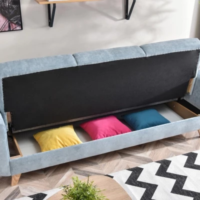 HOLMARA Schlafsofa - blau / Buche