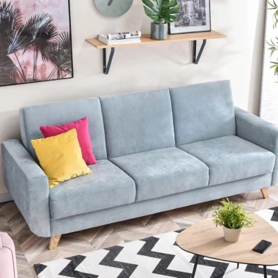 HOLMARA Schlafsofa - blau / Buche