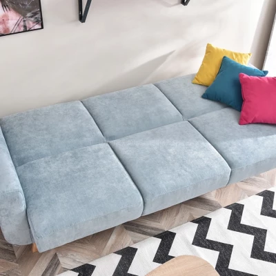 HOLMARA Schlafsofa - blau / Buche