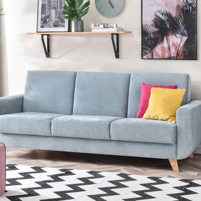 HOLMARA Schlafsofa - blau / Buche