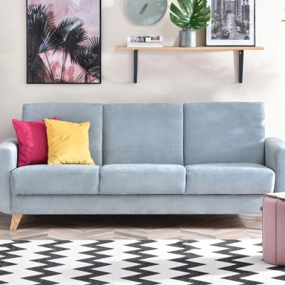 HOLMARA Schlafsofa - blau / Buche