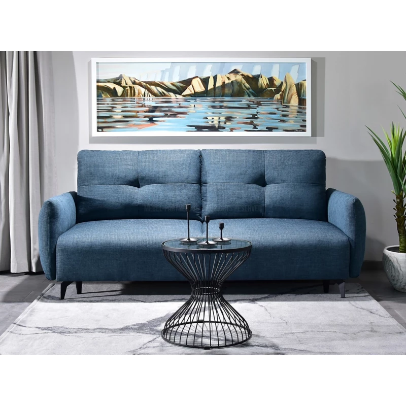 Schlafsofa MIGDALIA - blau / schwarz