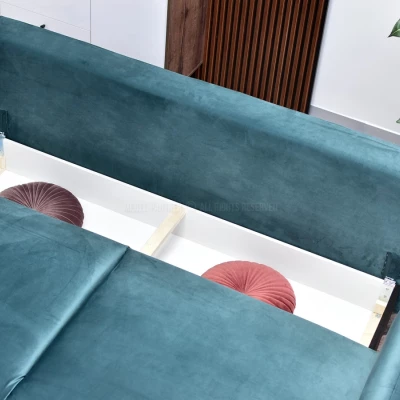 Schlafsofa MIGDALIA – Türkis/Schwarz