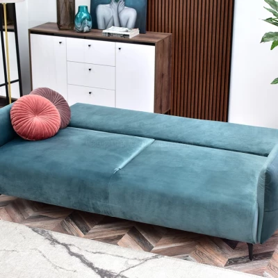Schlafsofa MIGDALIA – Türkis/Schwarz